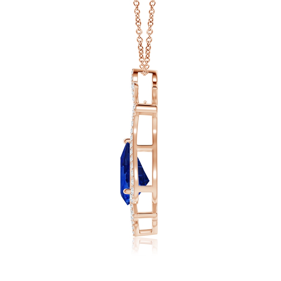 11.29x7.73x6.17mm AAA Classic GIA Certified Pear-Shaped Blue Sapphire Pendant With Diamond Halo in Rose Gold side 199