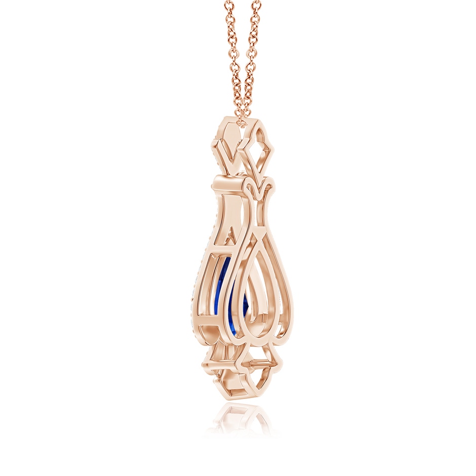 11.29x7.73x6.17mm AAA Classic GIA Certified Pear-Shaped Blue Sapphire Pendant With Diamond Halo in Rose Gold side 399