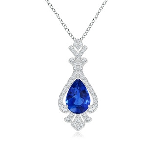 11.29x7.73x6.17mm AAA Classic GIA Certified Pear-Shaped Blue Sapphire Pendant With Diamond Halo in White Gold