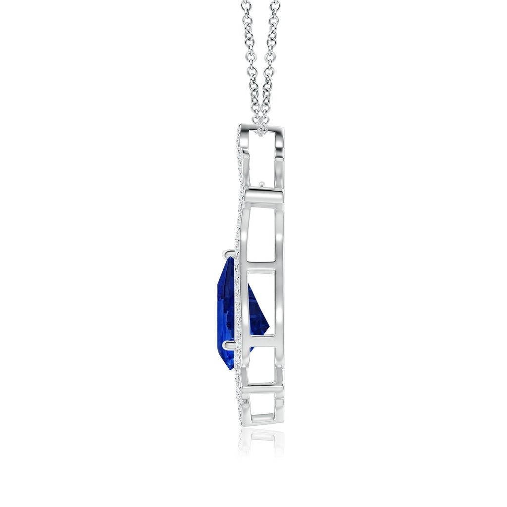 11.29x7.73x6.17mm AAA Classic GIA Certified Pear-Shaped Blue Sapphire Pendant With Diamond Halo in White Gold Side 199
