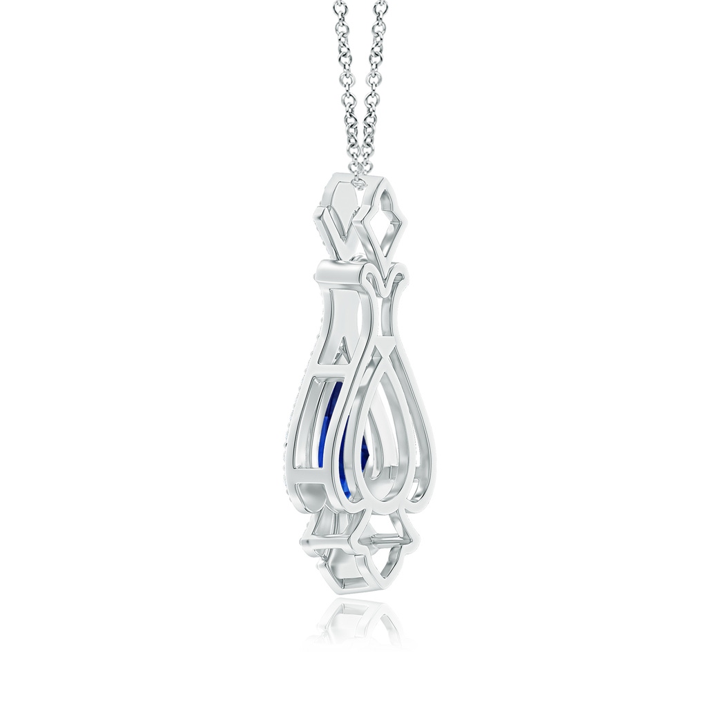11.29x7.73x6.17mm AAA Classic GIA Certified Pear-Shaped Blue Sapphire Pendant With Diamond Halo in White Gold Side 399