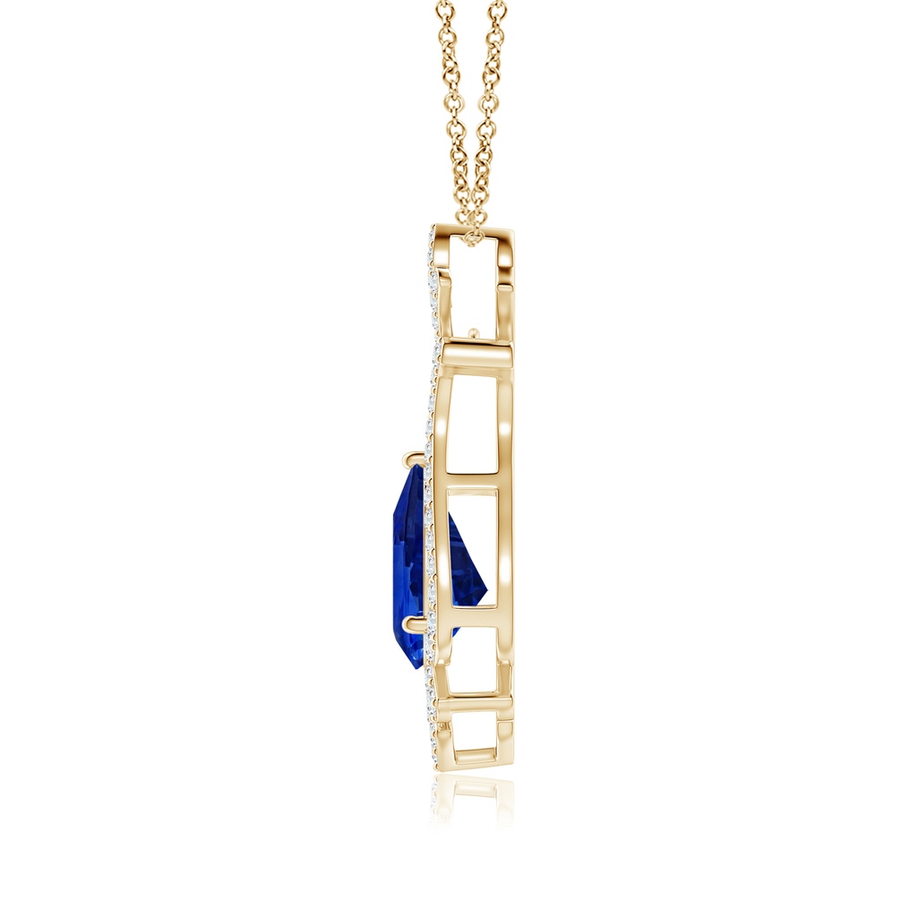 11.29x7.73x6.17mm AAA Classic GIA Certified Pear-Shaped Blue Sapphire Pendant With Diamond Halo in Yellow Gold - side 199