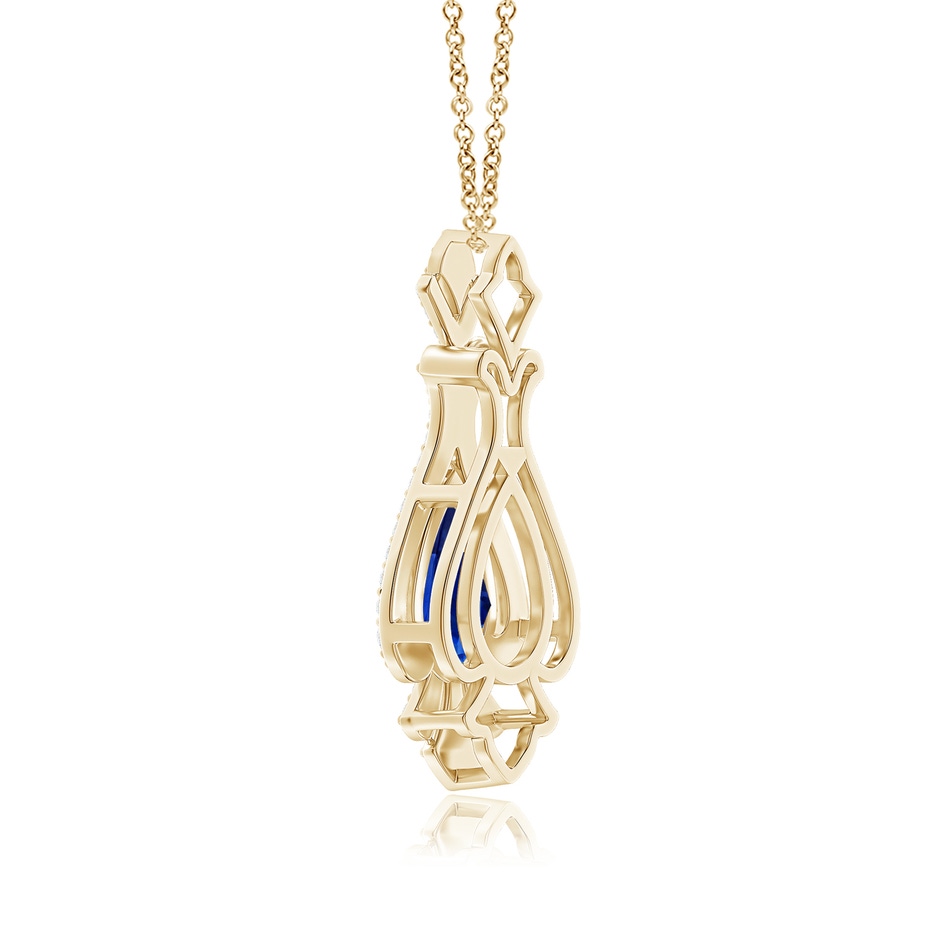 11.29x7.73x6.17mm AAA Classic GIA Certified Pear-Shaped Blue Sapphire Pendant With Diamond Halo in Yellow Gold side 399