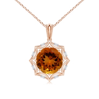 12.12x12.09x8.03mm AAA Vintage-Inspired GIA Certified Round Citrine Star Solitaire Pendant in 10K Rose Gold