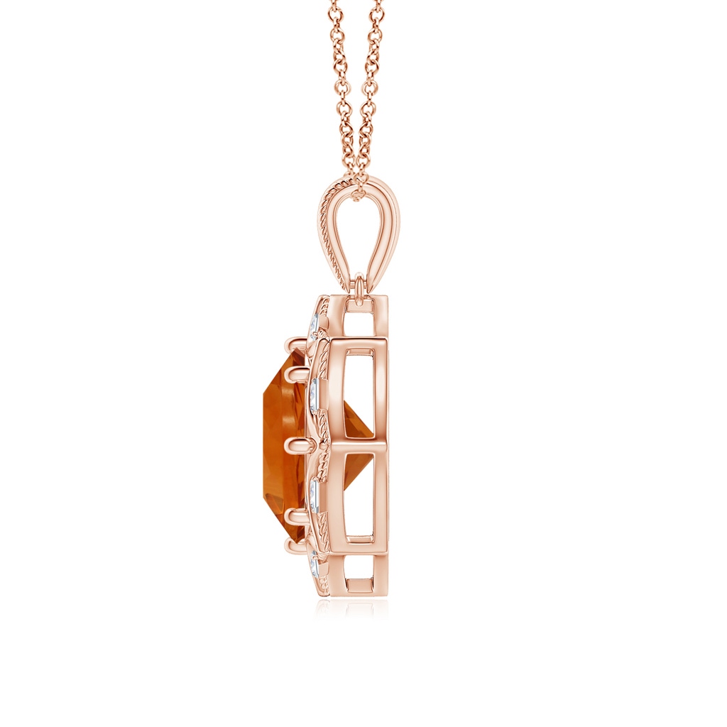 12.12x12.09x8.03mm AAA Vintage-Inspired GIA Certified Round Citrine Star Solitaire Pendant in Rose Gold - side 199