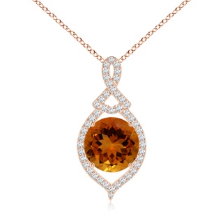12.12x12.09x8.03mm AAA GIA Certified Round Citrine Teardrop Infinity Pendant With Diamond Halo in 10K Rose Gold