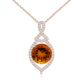 12.12x12.09x8.03mm AAA GIA Certified Round Citrine Teardrop Infinity Pendant With Diamond Halo in 18K Rose Gold