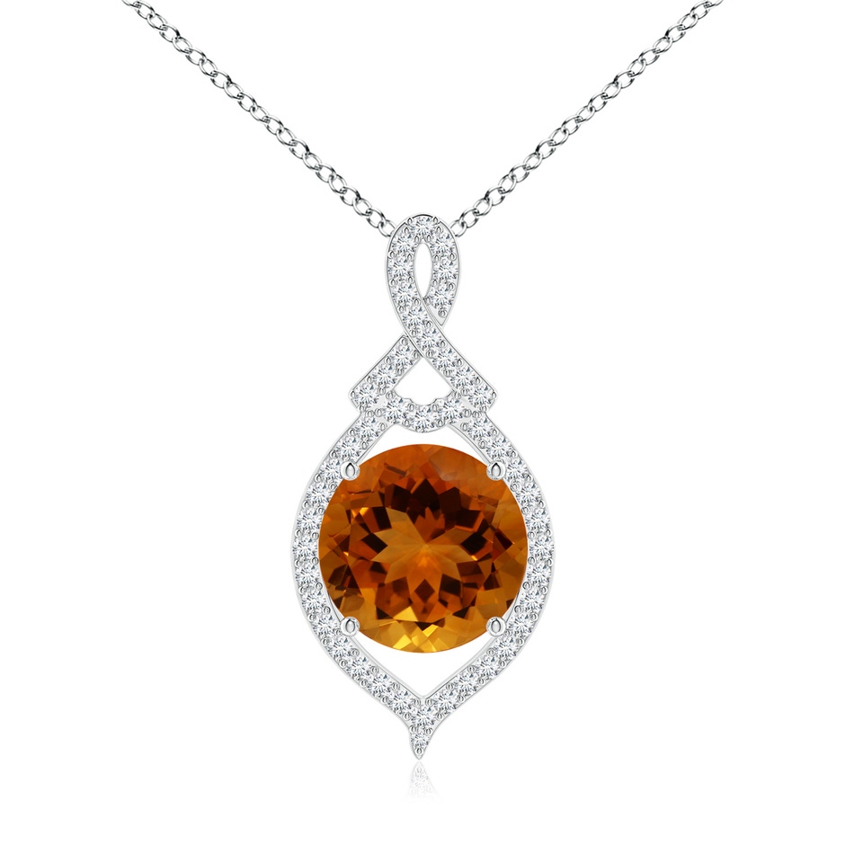 12.12x12.09x8.03mm AAA GIA Certified Round Citrine Teardrop Infinity Pendant With Diamond Halo in White Gold 