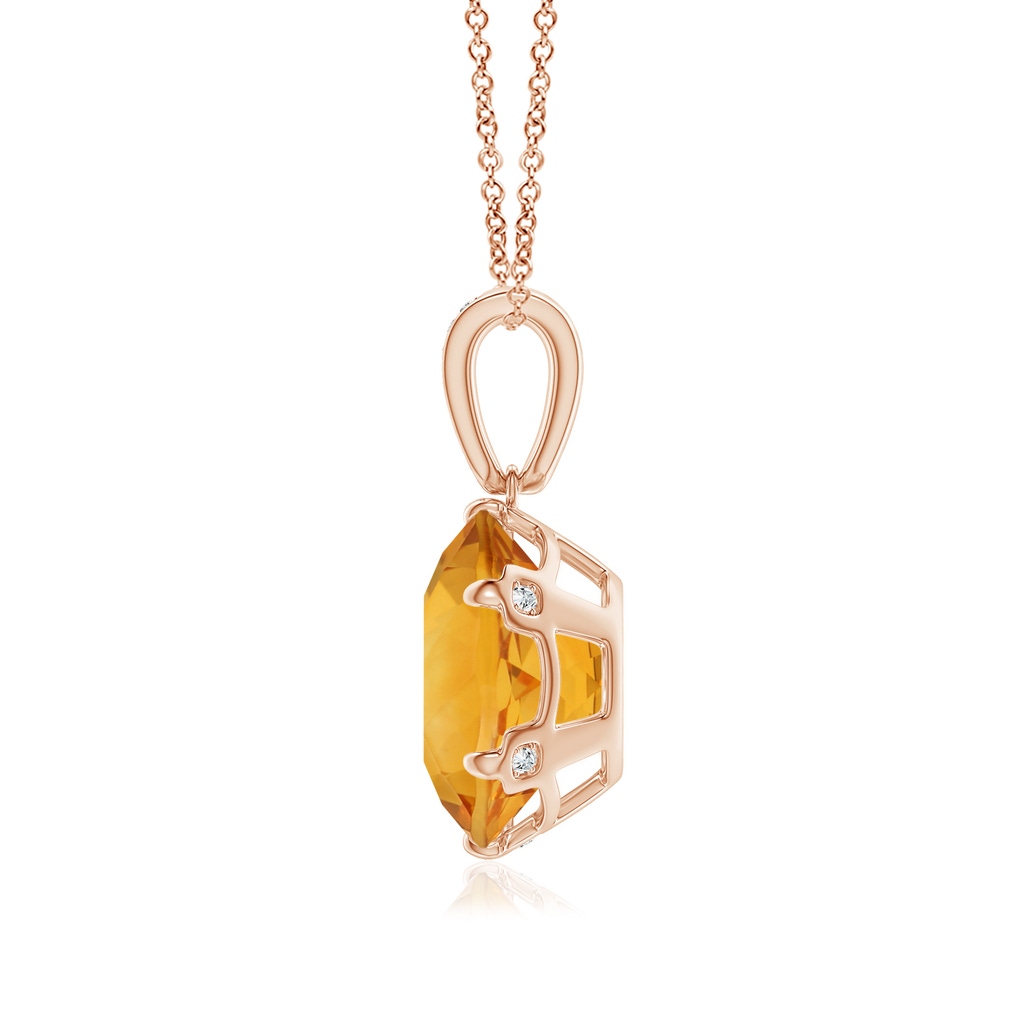 13.99-14.06x8.60mm AA Unique Prong-Set GIA Certified Round Citrine Solitaire Pendant in Rose Gold Side 199