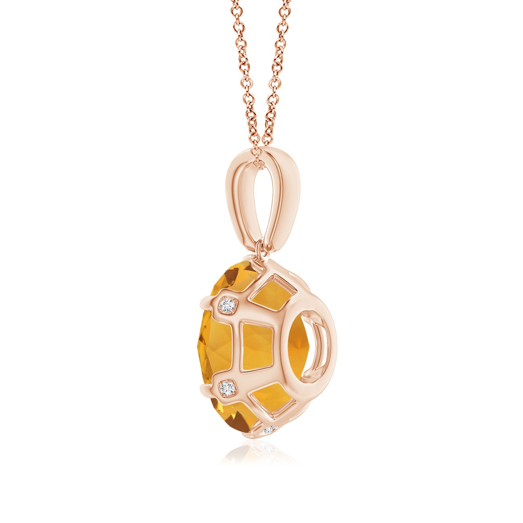 13.99-14.06x8.60mm AA Unique Prong-Set GIA Certified Round Citrine Solitaire Pendant in Rose Gold Side 399