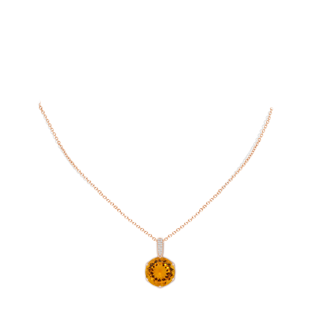 13.99-14.06x8.60mm AA Unique Prong-Set GIA Certified Round Citrine Solitaire Pendant in Rose Gold pen