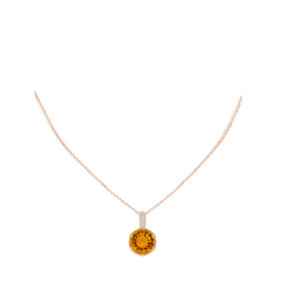 13.99-14.06x8.60mm AA Unique Prong-Set GIA Certified Round Citrine Solitaire Pendant in Rose Gold pen