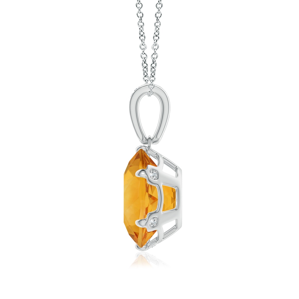 13.99-14.06x8.60mm AA Unique Prong-Set GIA Certified Round Citrine Solitaire Pendant in White Gold Side 199