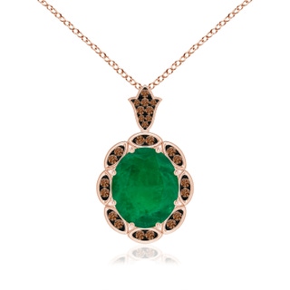 12.96x10.75x7.72mm AA Nature-Inspired GIA Certified Oval Emerald Halo Pendant in 18K Rose Gold