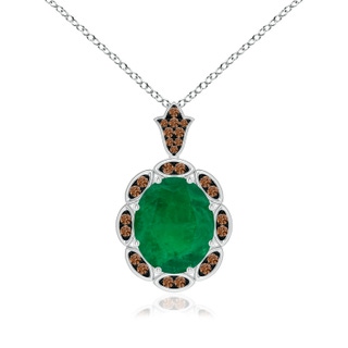 12.96x10.75x7.72mm AA Nature-Inspired GIA Certified Oval Emerald Halo Pendant in 18K White Gold