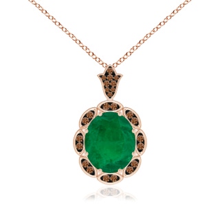 12.96x10.75x7.72mm AA Nature-Inspired GIA Certified Oval Emerald Halo Pendant in Rose Gold