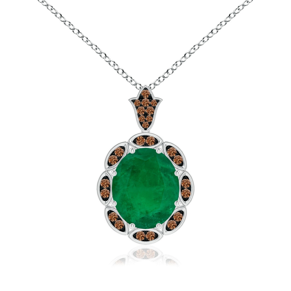 12.96x10.75x7.72mm AA Nature-Inspired GIA Certified Oval Emerald Halo Pendant in White Gold 