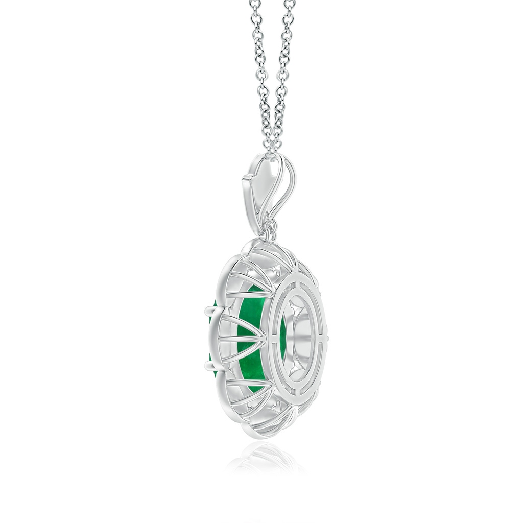 12.96x10.75x7.72mm AA Nature-Inspired GIA Certified Oval Emerald Halo Pendant in White Gold Side 399