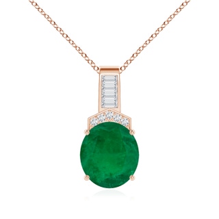 12.96x10.75x7.72mm AA Art Deco-Inspired GIA Certified Oval Emerald Solitaire Pendant in 18K Rose Gold