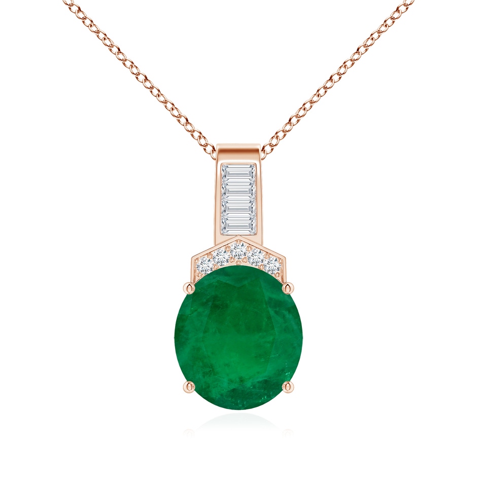 12.96x10.75x7.72mm AA Art Deco-Inspired GIA Certified Oval Emerald Solitaire Pendant in Rose Gold 