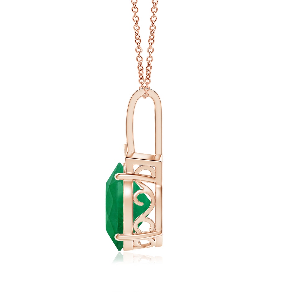 12.96x10.75x7.72mm AA Art Deco-Inspired GIA Certified Oval Emerald Solitaire Pendant in Rose Gold Side 199