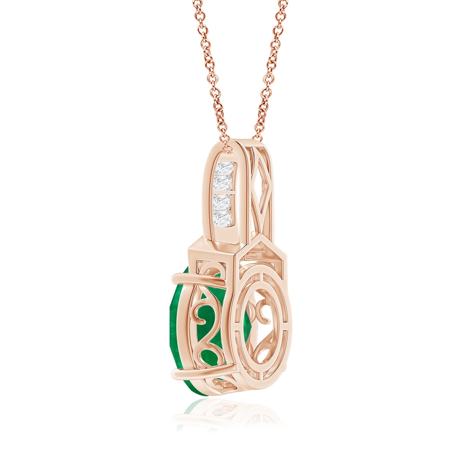 12.96x10.75x7.72mm AA Art Deco-Inspired GIA Certified Oval Emerald Solitaire Pendant in Rose Gold Side 399