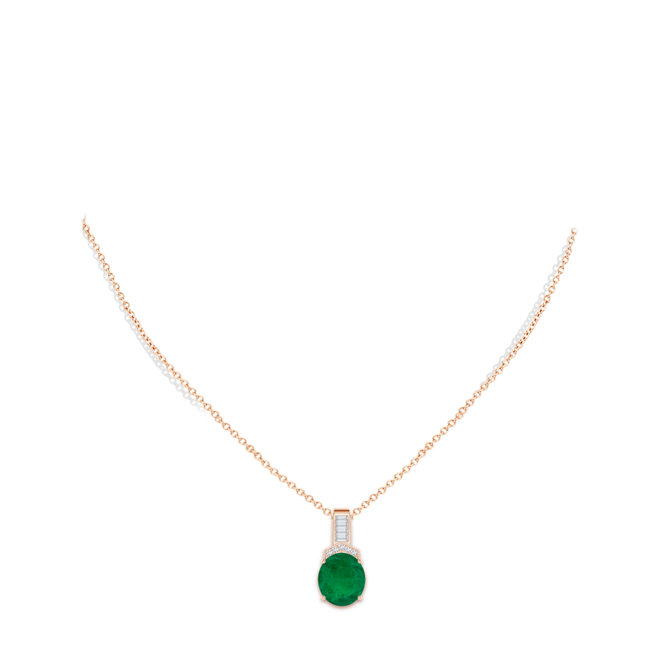 12.96x10.75x7.72mm AA Art Deco-Inspired GIA Certified Oval Emerald Solitaire Pendant in Rose Gold pen