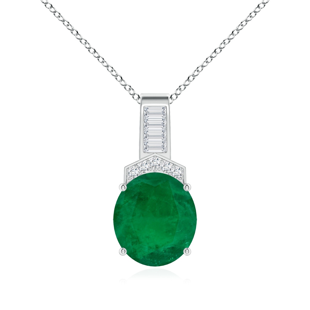 12.96x10.75x7.72mm AA Art Deco-Inspired GIA Certified Oval Emerald Solitaire Pendant in White Gold 