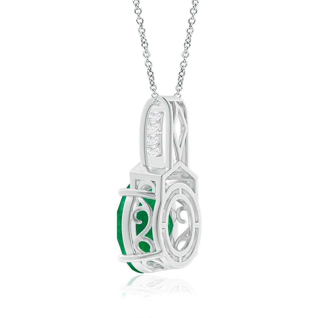 12.96x10.75x7.72mm AA Art Deco-Inspired GIA Certified Oval Emerald Solitaire Pendant in White Gold Side 399