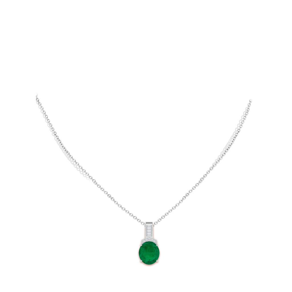 12.96x10.75x7.72mm AA Art Deco-Inspired GIA Certified Oval Emerald Solitaire Pendant in White Gold pen
