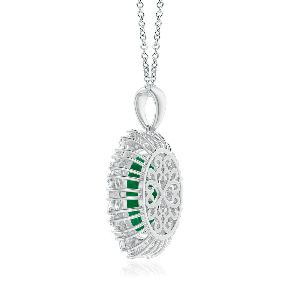 14.61x11.26x6.75mm AA Art Deco-Inspired GIA Certified Oval Emerald Pendant in 18K White Gold Side 399