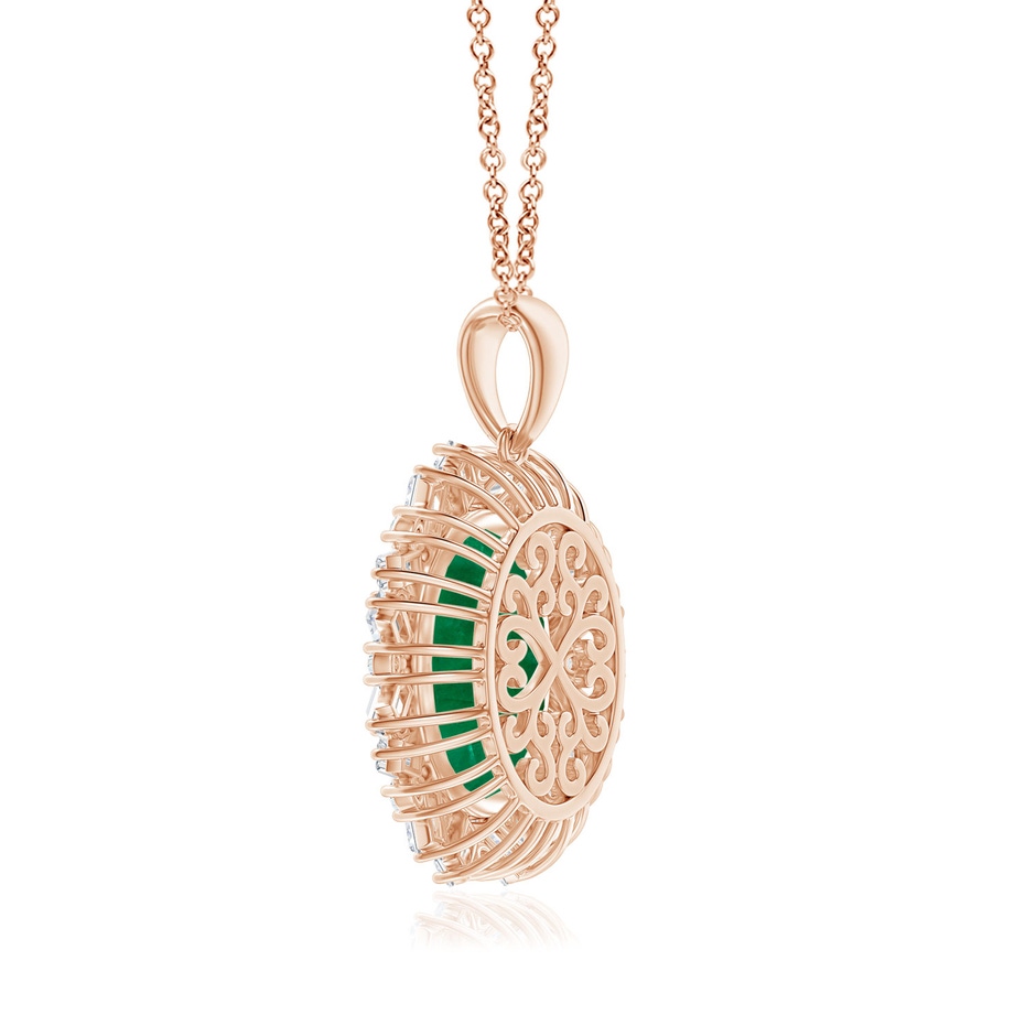 14.61x11.26x6.75mm AA Art Deco-Inspired GIA Certified Oval Emerald Pendant in Rose Gold side 399