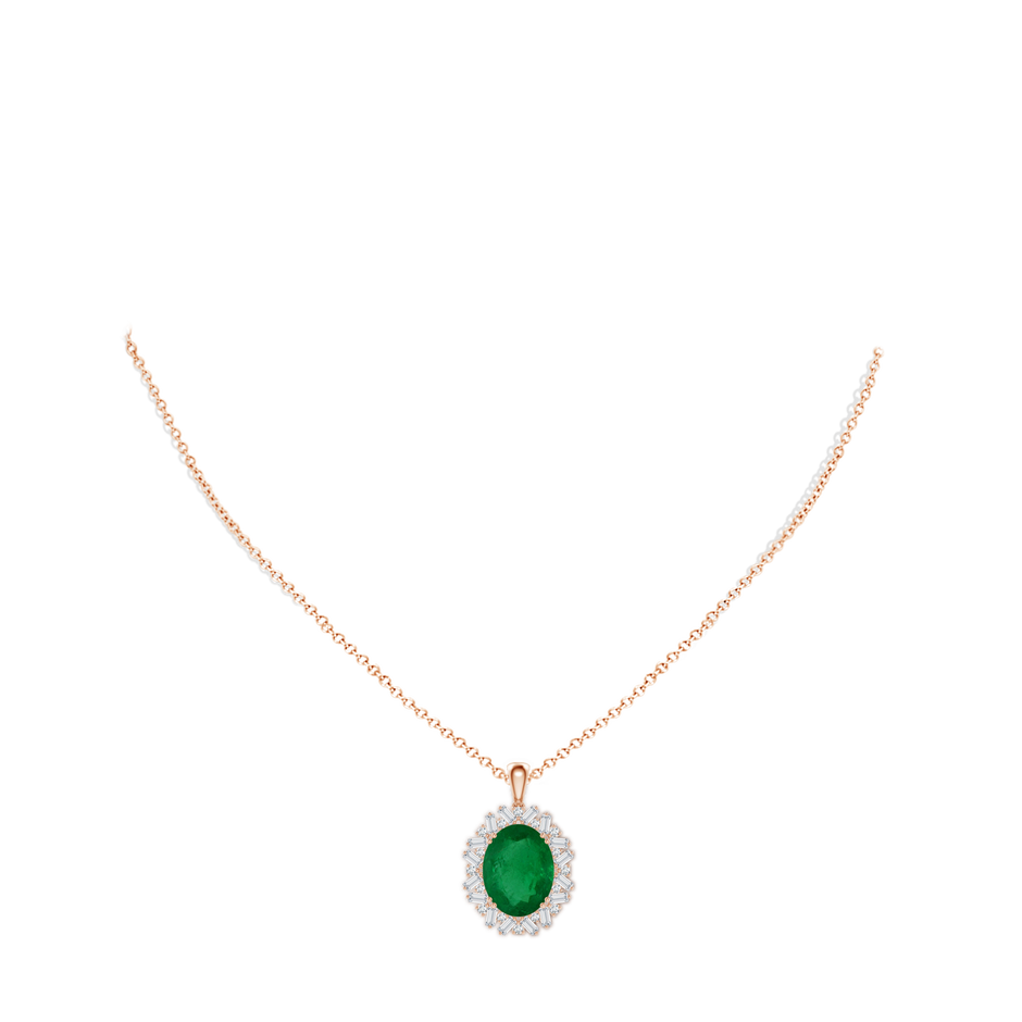 14.61x11.26x6.75mm AA Art Deco-Inspired GIA Certified Oval Emerald Pendant in Rose Gold pen