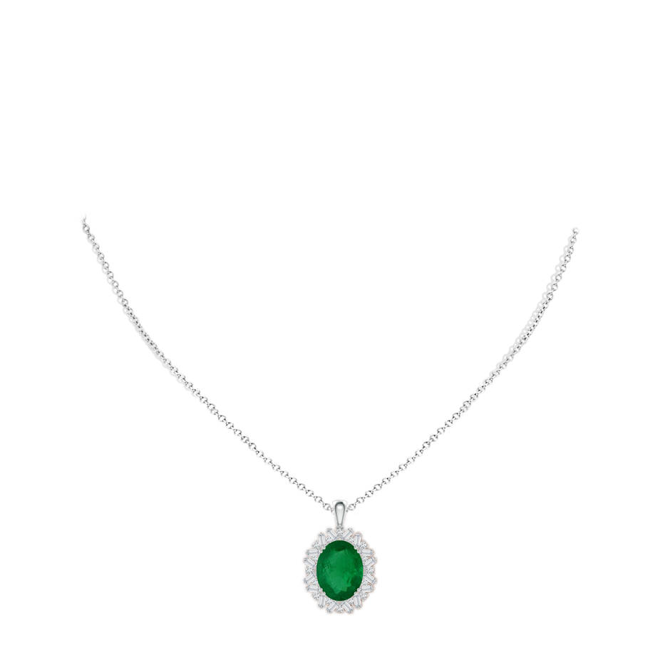 14.61x11.26x6.75mm AA Art Deco-Inspired GIA Certified Oval Emerald Pendant in White Gold pen