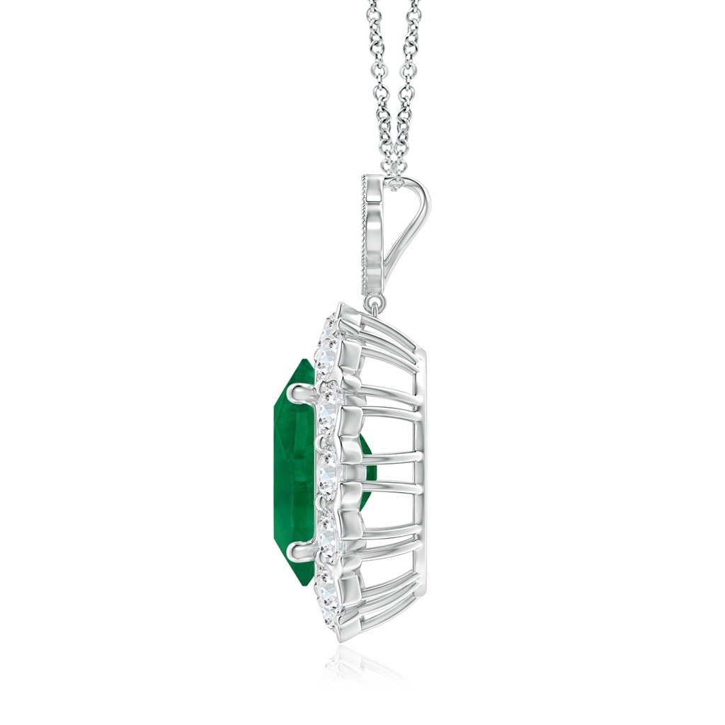 14.61x11.26x6.75mm AA Classic GIA Certified Oval Emerald Halo Pendant in 18K White Gold Side 199