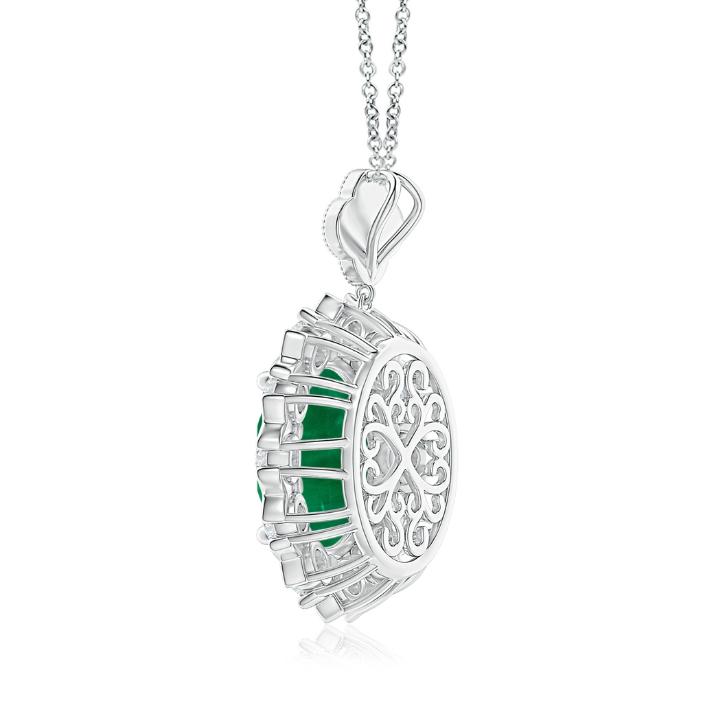 14.61x11.26x6.75mm AA Classic GIA Certified Oval Emerald Halo Pendant in 18K White Gold Side 399