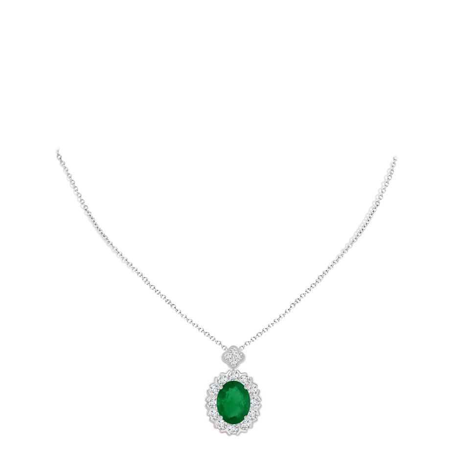 14.61x11.26x6.75mm AA Classic GIA Certified Oval Emerald Halo Pendant in 18K White Gold pen