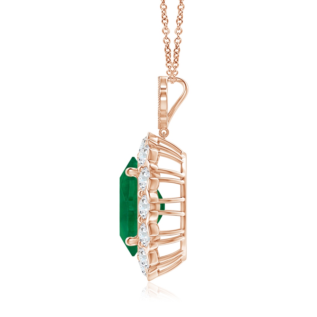 14.61x11.26x6.75mm AA Classic GIA Certified Oval Emerald Halo Pendant in Rose Gold - side 199