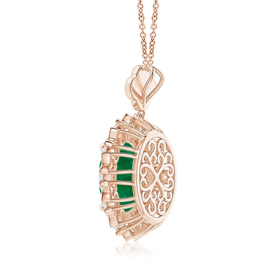 14.61x11.26x6.75mm AA Classic GIA Certified Oval Emerald Halo Pendant in Rose Gold side 399