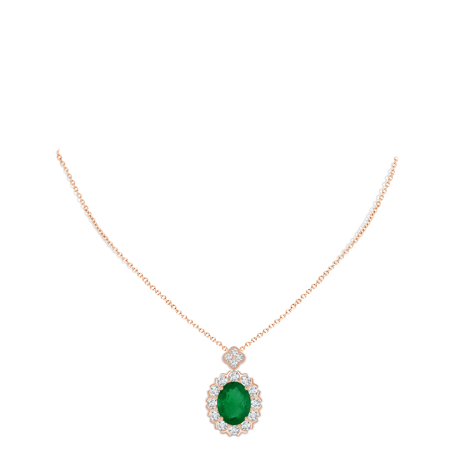 14.61x11.26x6.75mm AA Classic GIA Certified Oval Emerald Halo Pendant in Rose Gold pen