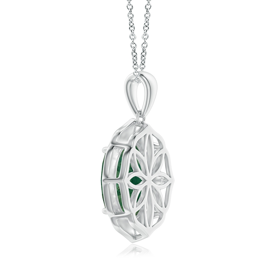 13.67x10.41x6.54mm A Vintage-Inspired GIA Certified Oval Emerald Halo Pendant in 18K White Gold Side 399