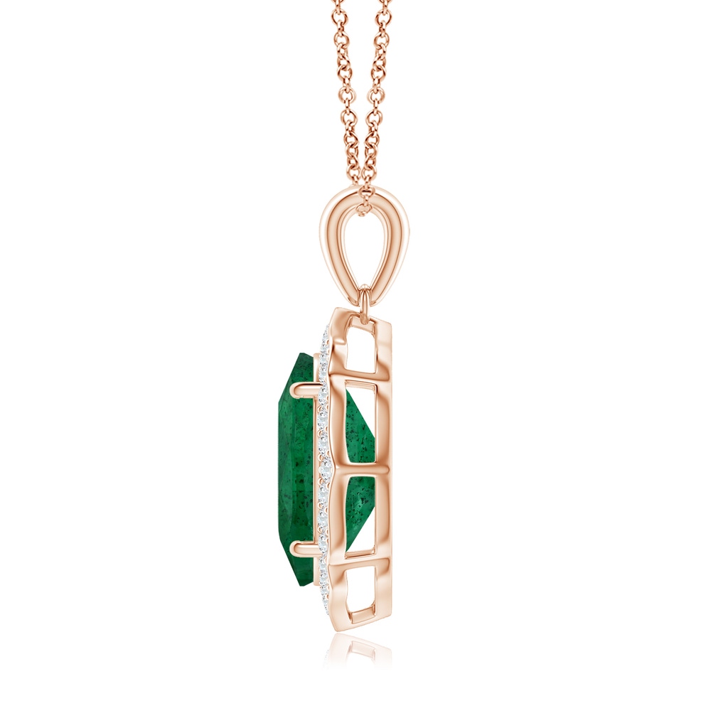 13.67x10.41x6.54mm A Vintage-Inspired GIA Certified Oval Emerald Halo Pendant in Rose Gold Side 199