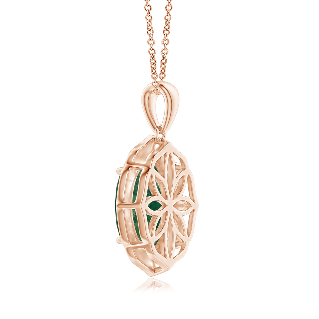 13.67x10.41x6.54mm A Vintage-Inspired GIA Certified Oval Emerald Halo Pendant in Rose Gold Side 399