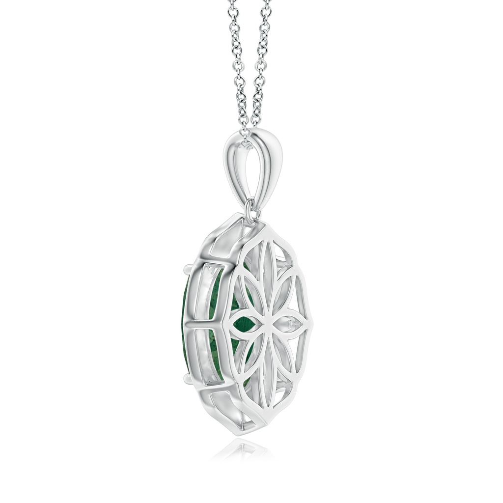 13.67x10.41x6.54mm A Vintage-Inspired GIA Certified Oval Emerald Halo Pendant in White Gold Side 399