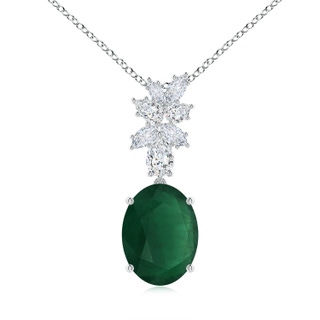 14.34x10.52x5.34mm AA GIA Certified Oval Emerald Pendant with Fancy Diamonds in White Gold