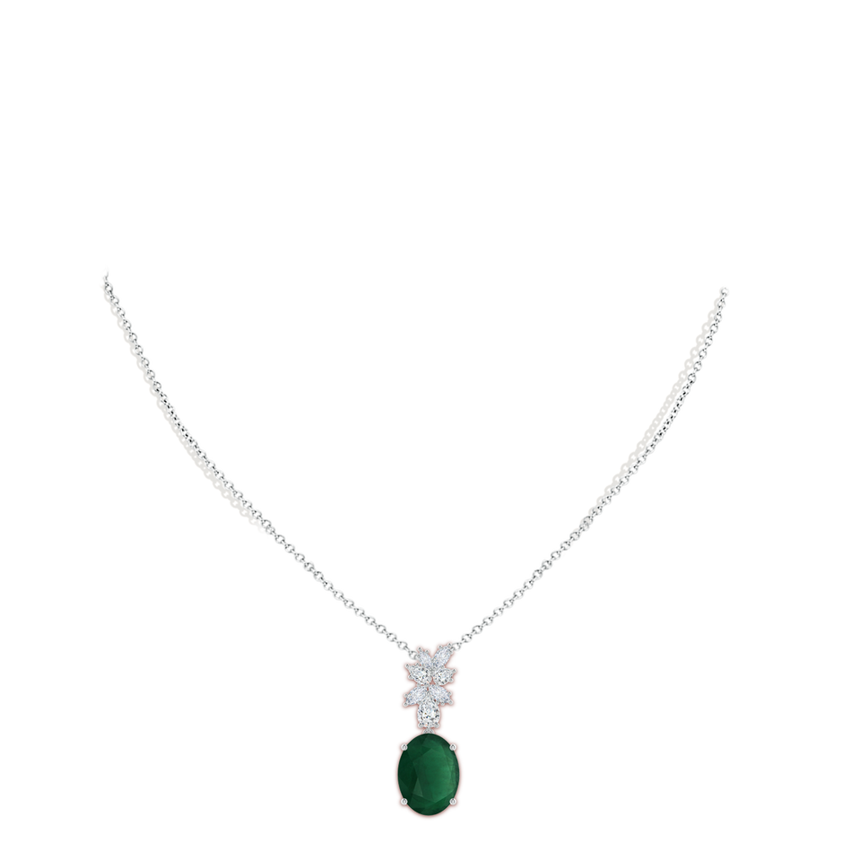 14.34x10.52x5.34mm AA GIA Certified Oval Emerald Pendant with Fancy Diamonds in White Gold pen