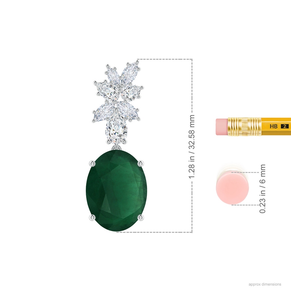 14.34x10.52x5.34mm AA GIA Certified Oval Emerald Pendant with Fancy Diamonds in White Gold ruler