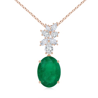 14.41x10.91x6.70mm AA GIA Certified Oval Emerald Pendant with Fancy Diamonds in Rose Gold