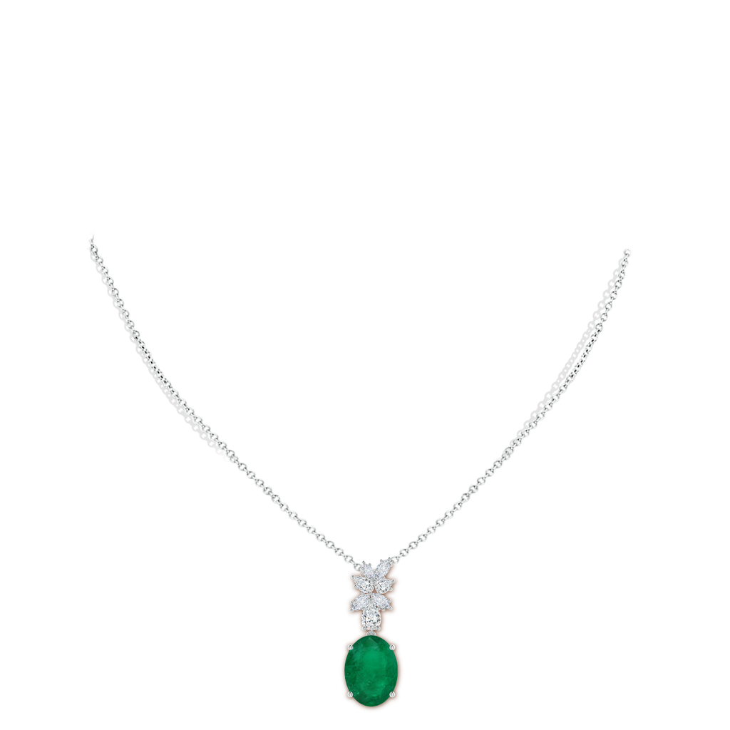 14.41x10.91x6.70mm AA GIA Certified Oval Emerald Pendant with Fancy Diamonds in White Gold pen