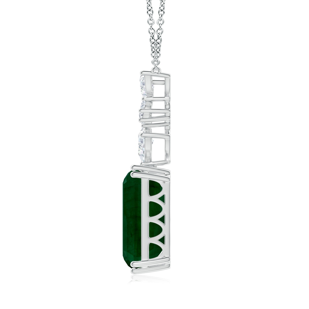 19.99x14.18x9.40mm A GIA Certified Emerald-Cut Emerald Solitaire Pendant with Fancy Diamonds in 18K White Gold Side 199